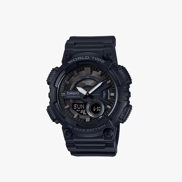 [ประกันร้าน] CASIO นาฬิกาข้อมือผู้ชาย รุ่น AEQ-110W-1BVDF-S Combination Black