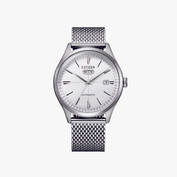 [ประกันร้าน] CITIZEN นาฬิกาข้อมือผู้ชาย รุ่น NH8390-89A Day-Date Automatic White Dial Silver