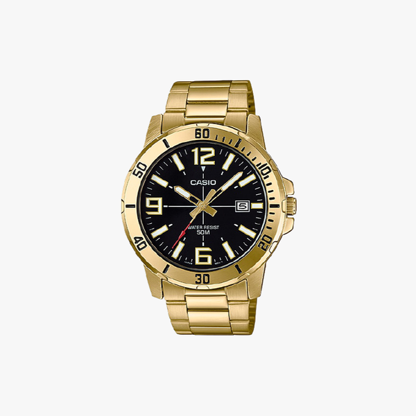 [ประกันร้าน] CASIO นาฬิกาข้อมือผู้ชาย รุ่น MTP-VD01G-1BVUDF-S Standard Black Dial - Gold