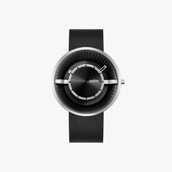 ODM นาฬิกาข้อมือ แบบมีเข็ม รุ่น Reverse DD173-04 หน้าปัดสีดำ สายสีดำ