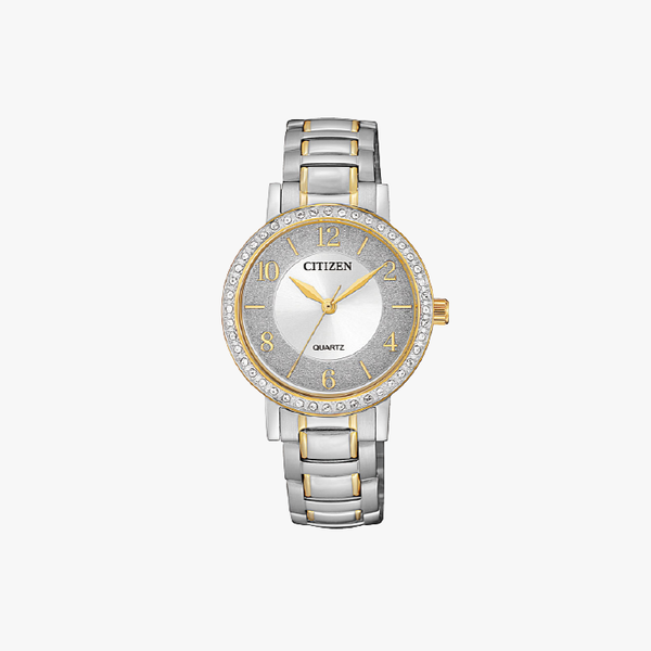 [ประกันร้าน] CITIZEN นาฬิกาข้อมือผู้หญิง รุ่น EL3044-54A AQ Mid Quartz Ladies Silver Dial Silver