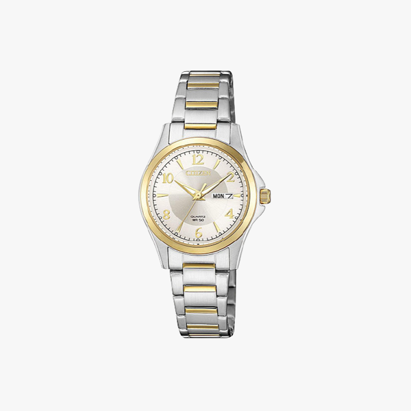 [ประกันร้าน] CITIZEN นาฬิกาข้อมือผู้หญิง รุ่น EQ0595-55A  AQ Mid White Dial Multi-color