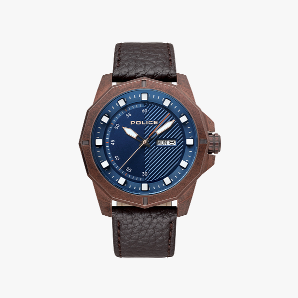 Police Leather Strap Brown watch 