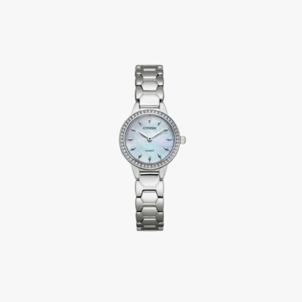 [ประกันร้าน] CITIZEN นาฬิกาข้อมือผู้หญิง รุ่น EZ7010-56D Steel Pearl Crystal Bezel Quartz Ladies