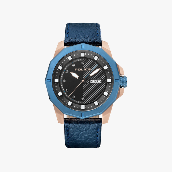 Police Leather Strap Blue watch 