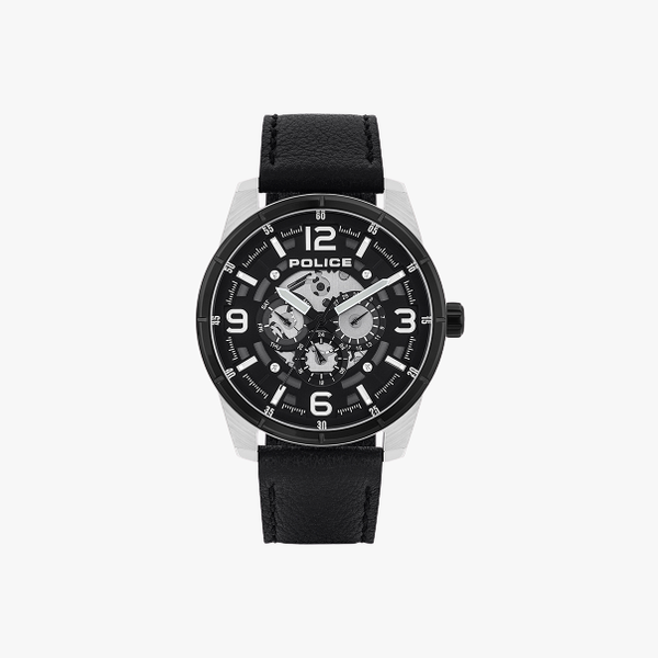 Police LAWRENCE black leather watch