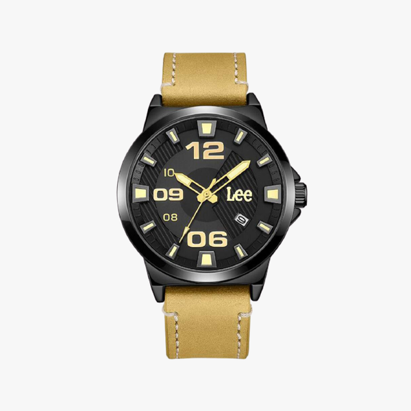 Lee นาฬิกาข้อมือ Metropolitan LEF-M129ABL5-1G แบรนด์แท้ USA สายหนังสีน้ำตาลอ่อน กันน้ำ ระบบอนาล็อก
