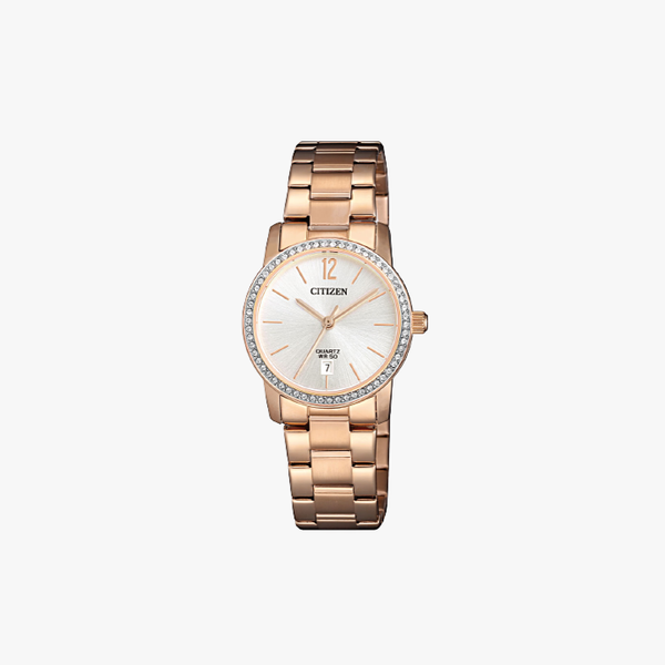 [ประกันร้าน] CITIZEN นาฬิกาข้อมือผู้หญิง รุ่น EU6039-86A AQ Mid Silver Dial Rose Gold