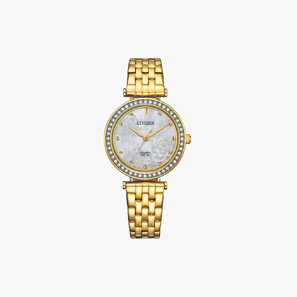 [ประกันร้าน] CITIZEN นาฬิกาข้อมือผู้หญิง รุ่น ER0219-51D Analog Floral Mother Of Pearl Lady Watch - Gold