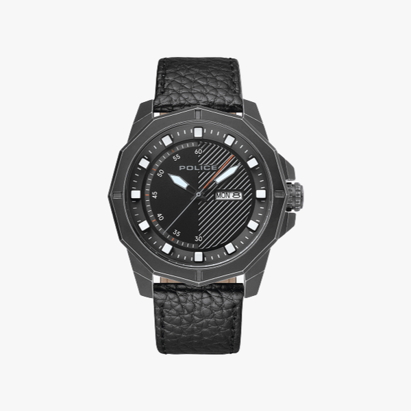 Police Black Leather strap watch 