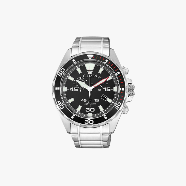 [ประกันร้าน] CITIZEN นาฬิกาข้อมือผู้ชาย รุ่น AT2430-80E Eco-Drive Marine Black Dial Silver