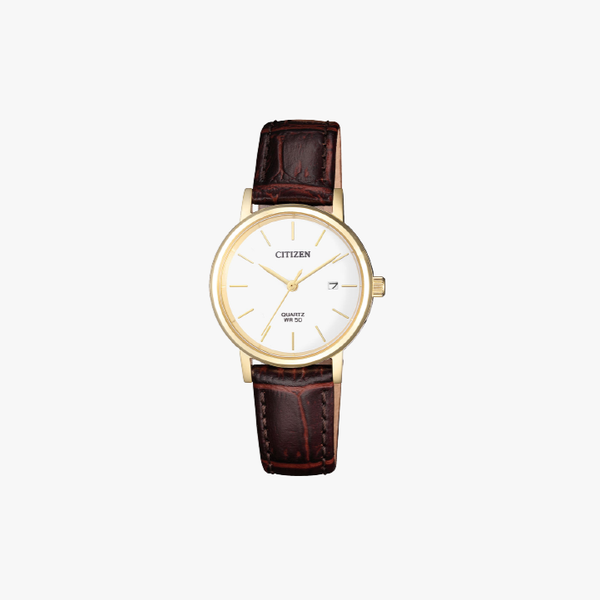 [ประกันร้าน] CITIZEN นาฬิกาข้อมือผู้หญิง รุ่น EU6092-08A  AQ Mid White Dial Brown