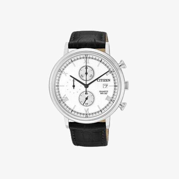 [ประกันร้าน] CITIZEN นาฬิกาข้อมือผู้ชาย รุ่น AN3610-12A AQ Standard Quartz Chronograph White Dial Black