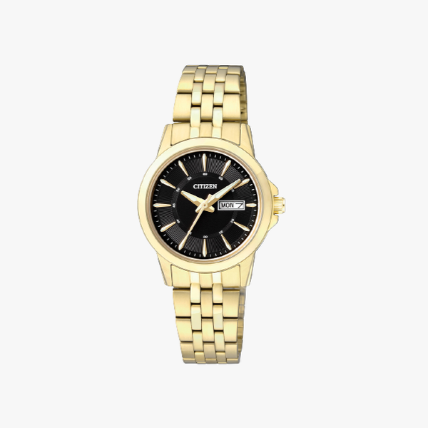 [ประกันร้าน] CITIZEN นาฬิกาข้อมือผู้หญิง รุ่น EQ0603-59E AQ Mid Black Dial Gold