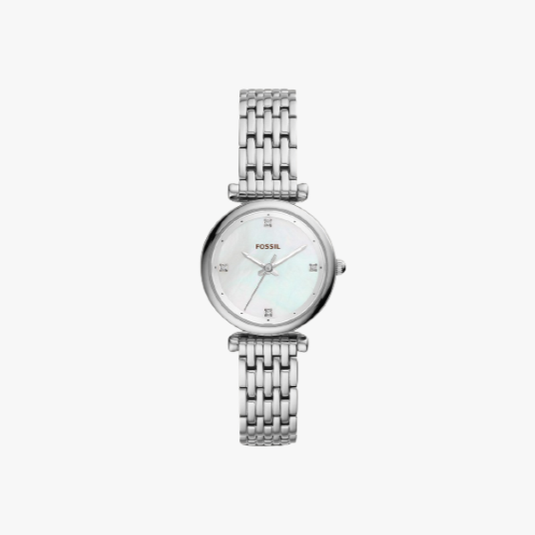 Fossil Carlie Three-Hand Stainless Steel Watch - Silver