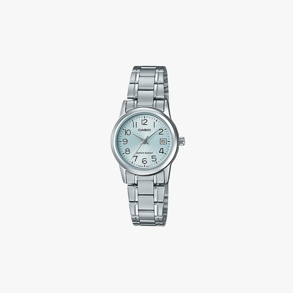 CASIO นาฬิกาข้อมือผู้หญิง รุ่น LTP-V002D-2BUDF Standard Blue Dial Silver