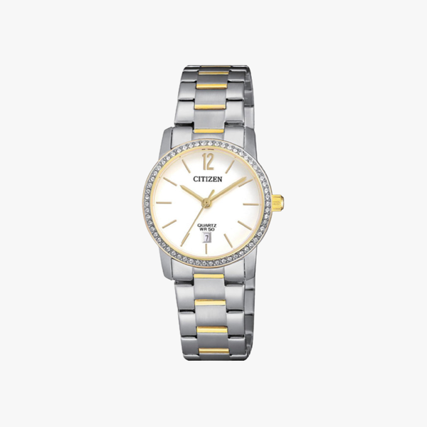 [ประกันร้าน] CITIZEN นาฬิกาข้อมือผู้หญิง รุ่น EU6038-89A Analog White Dial Women's Watch - Multi-color
