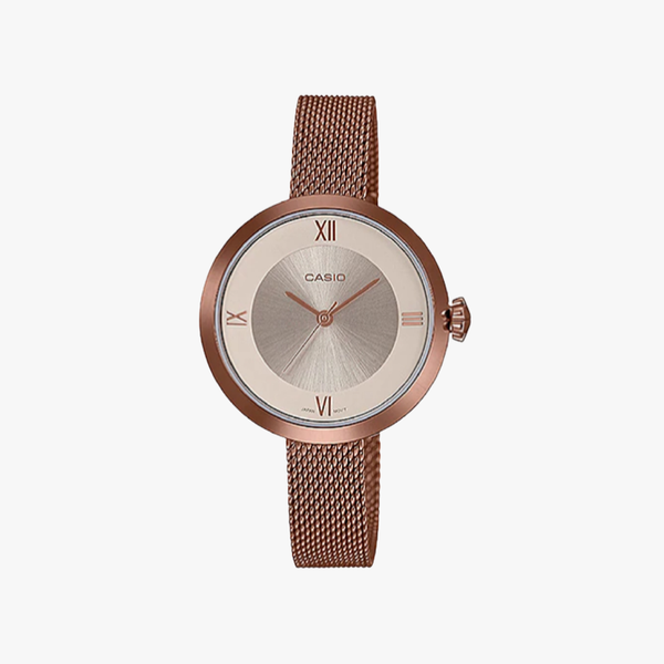 [ประกันร้าน] CASIO นาฬิกาข้อมือผู้หญิง รุ่น LTP-E154MR-9ADF-S Standard Coffee Gold