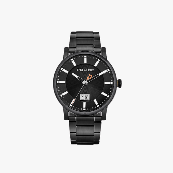 Police Collin Analogue Black Dial Black Leather Watch