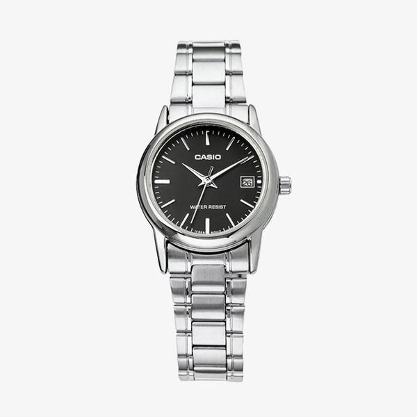 [ประกันร้าน] CASIO นาฬิกาข้อมือผู้หญิง รุ่น LTP-V002D-1A Casio Standard Black Dial Silver