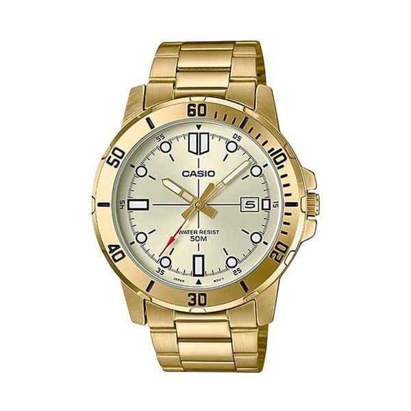 [ประกันร้าน] CASIO นาฬิกาข้อมือผู้ชาย รุ่น MTP-VD01G-9EVUDF-S Standard Gold Dial Gold