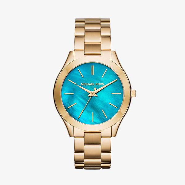 Slim Runway Blue Mother Of Pearl Dial - Gold